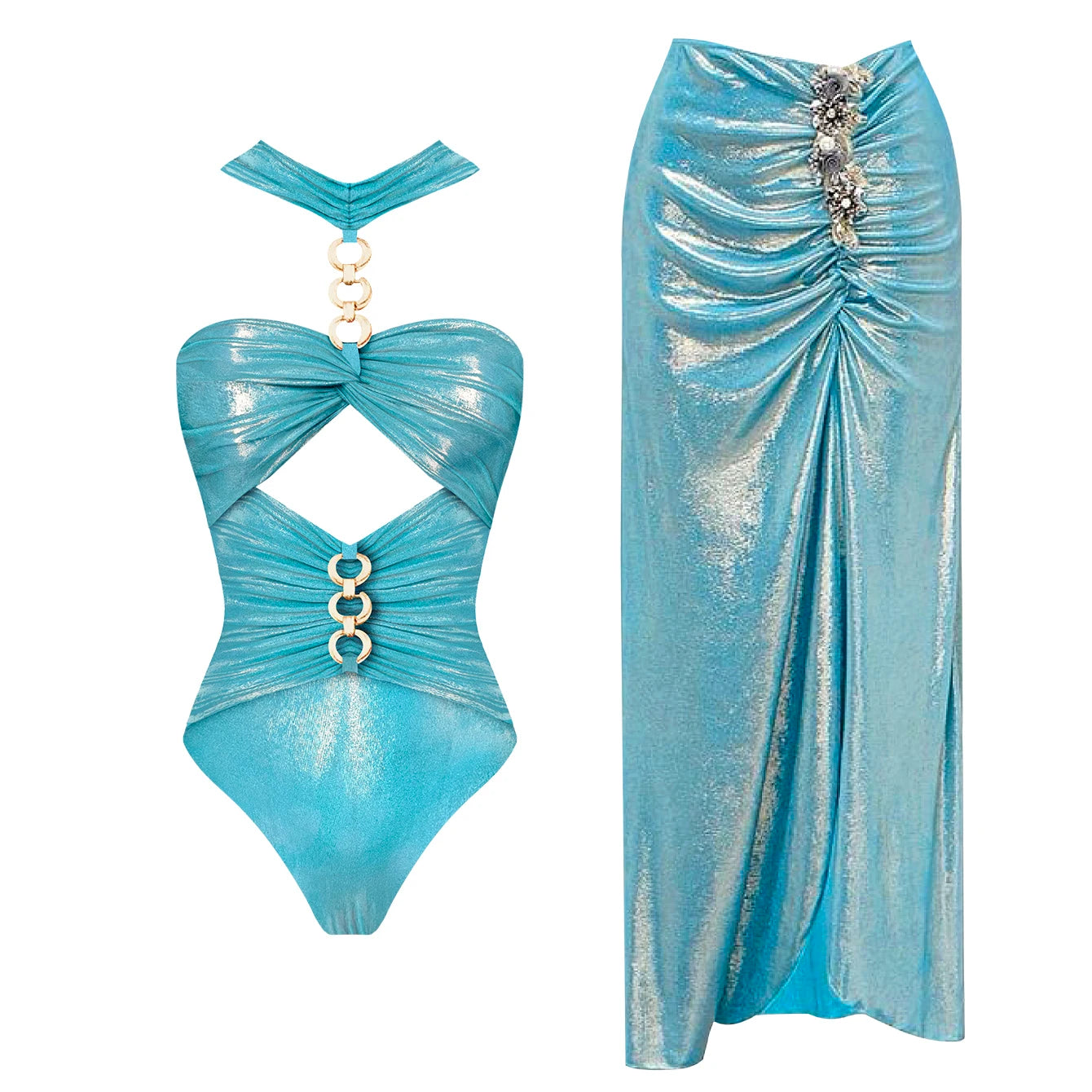NEW Arrivals Women 1PC/2PCS Set Luxury Swimsuit Holiday Female Retro Swimwear Beach Dress Luxury Bikini Designer Ladies Bathing Suit Backless Black Surf Wear