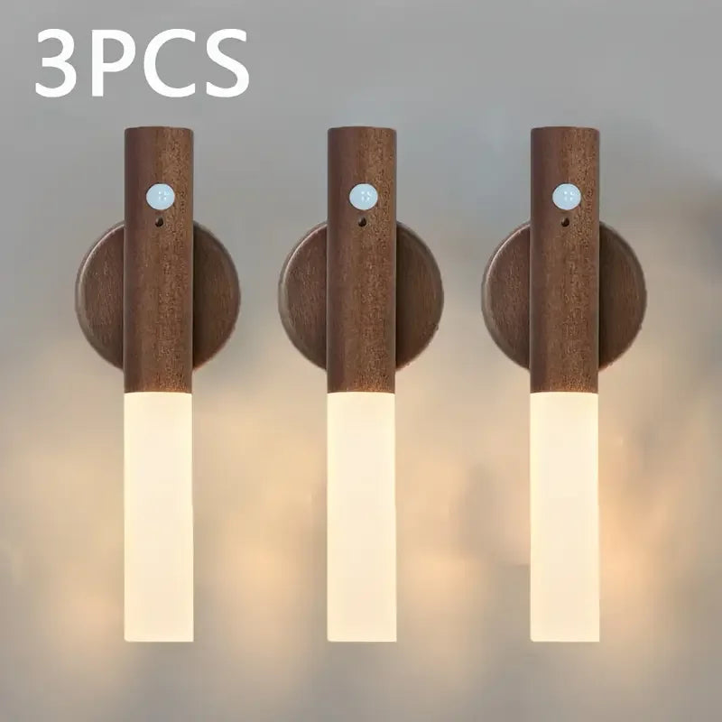 3 PCS Set Creative Intelligent Auto PIR Motion Sensor LED Rechargeable Magnetic Night Light Wall Light Kitchen Cabinet Light Bedside Lamp