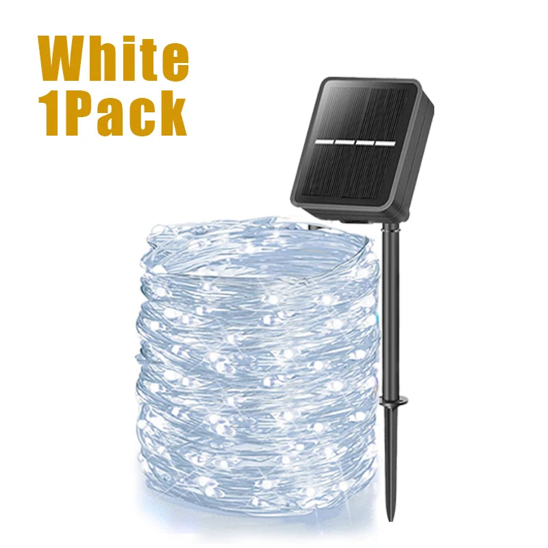 NEW 32M/ 300 LED/ 5PCS Set Outdoor LED Solar Fairy Lights Christmas Decoration Waterproof Solar Garland 8Mode Lights For Xmas Party Patio Balcony Yard Home Lighting Supplies
