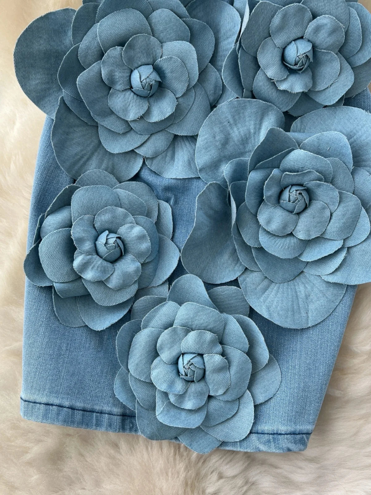 NEW Arrivals S-2XL UK Plus Size Elegant 3D Flower Rose Short Party Dresses Women Summer Holiday Sleeveless Strapless Corset Blue Denim Jeans Dress Mini Dress
