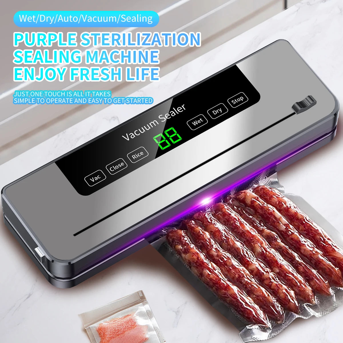 Vacuum Sealer Machine Dry/Wet Food Vacuum Sealer With UV Sterilization For Food Storage And Sous Vide Cooking Built-in Cutter