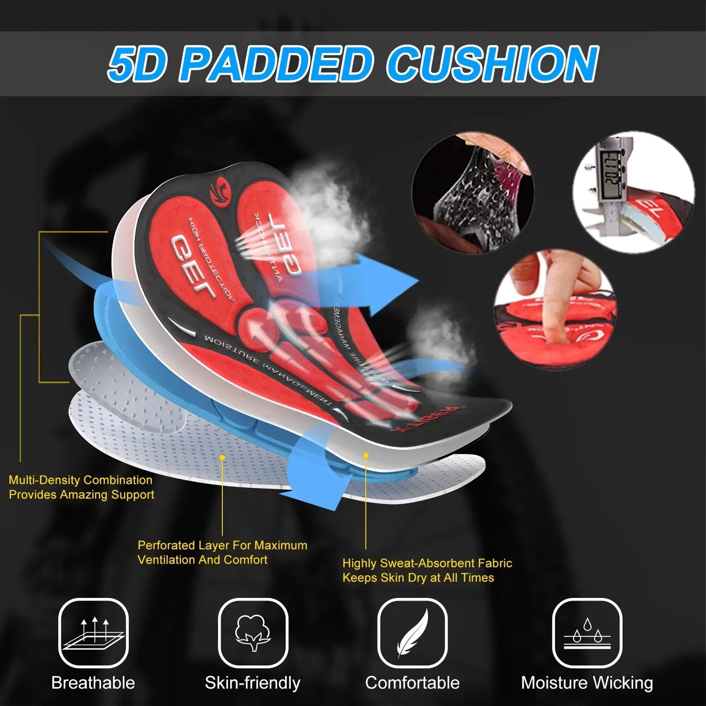 X-TIGER Cycling Shorts Breathable Mesh Cycling Underwear Gel Pad Shockproof MTB Bike Shorts Bicycle Underwear
