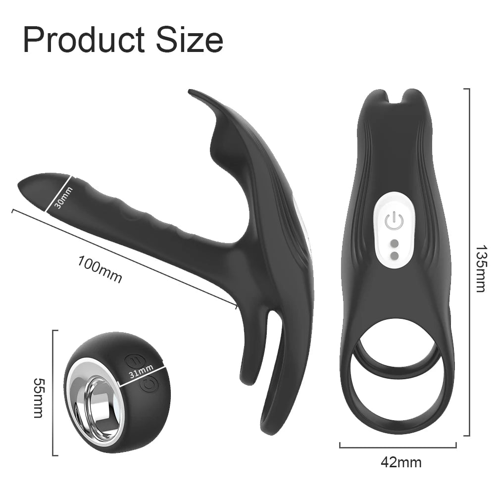 Vibrating Cockring Couple Vibrator with Dual Motor Wireless Cock Penis Ring Adult Sexy Toys For Men Delay Ejaculation Penisring