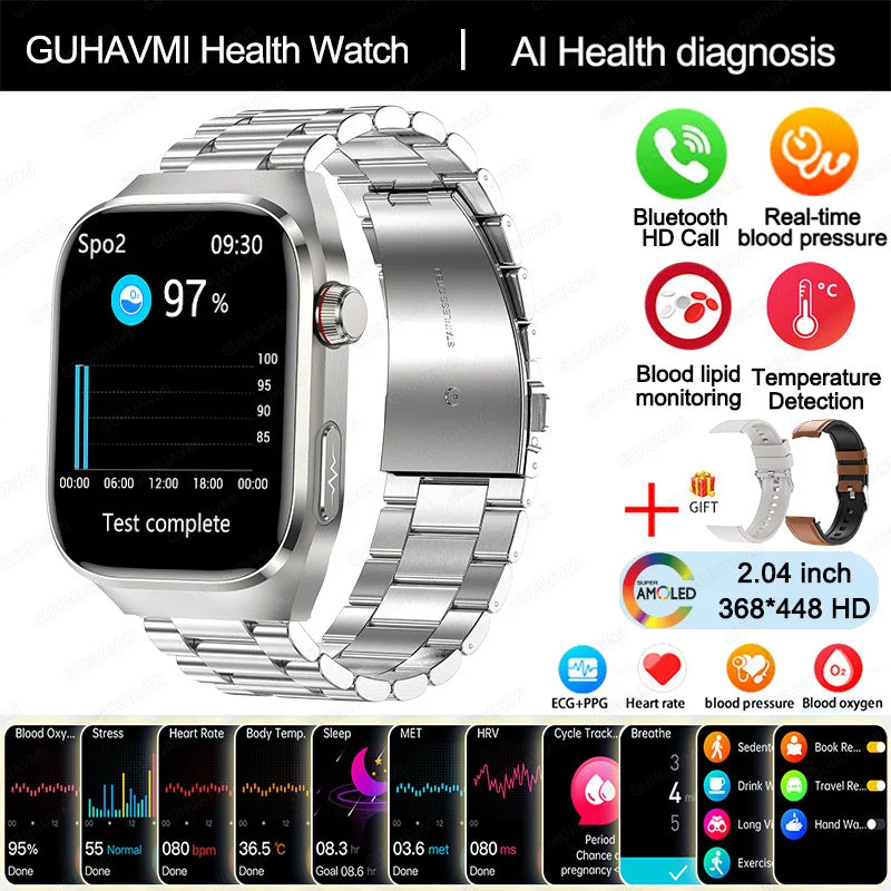 NEW Arrivals 12 Colors/Patterns AI Diagnosis Health Monitoring Blood Pressure Smart Watch Women Men ECG Uric Acid Lipid BT Call Health Smart Watches For HUAWEI Health Care Supplies