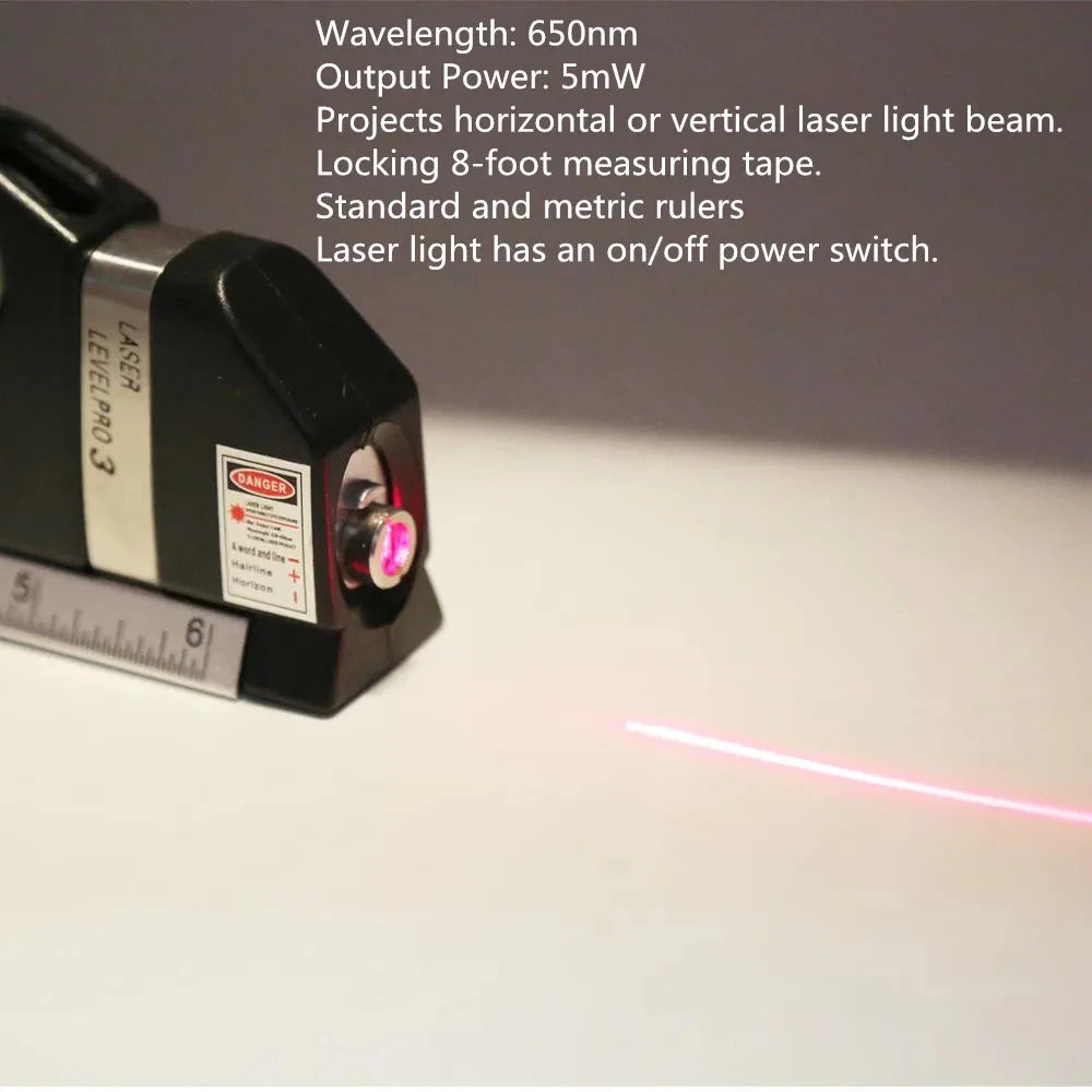 NEW Arrivals Laser Level Horizon Vertical Measure 8FT Aligner Standard and Metric Rulers Multipurpose Measure Home Appliances