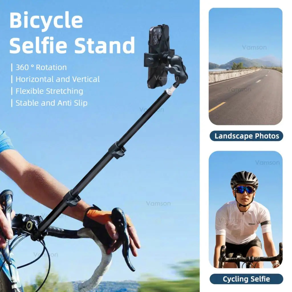 NEW Arrivals Front Rear Mobile Phone Riding Bike Telescopic Monopod Bicycle Selfie Stick for Insta360 iPhone Huawei Xiaomi Samsung Accessories