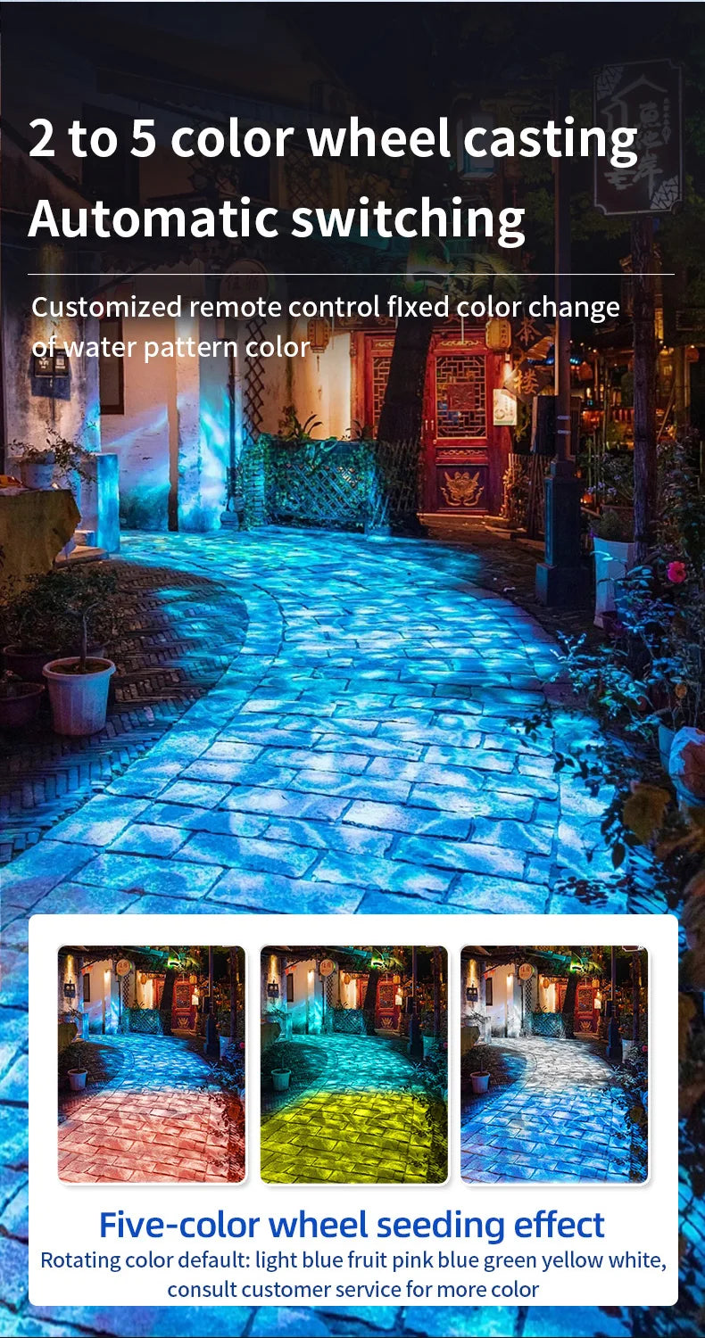 NEW 160W Waterproof Outdoor Water Wave Ocean Wave Light Water Wave Effect Projector with Gobo Projector Home Outdoor Decoration Supplies