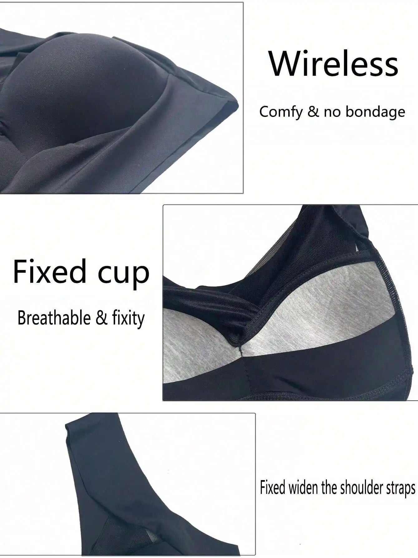 NEW Arrivals 5PCS Set L-3XL Women Sports Bras Full Cup Brassiere Female Sexy V Neck Lace Splicing Bralette Large Wireless Size Soft Sleepwear Lingerie
