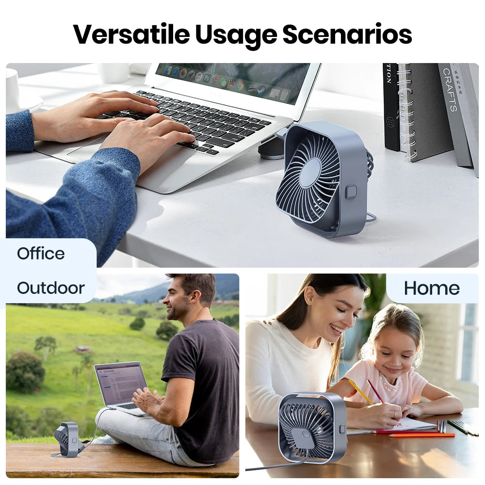 TOPK Small Personal USB Desk Fan,3 Speeds Portable Desktop Table Cooling Fan Powered by USB,Strong Wind,Quiet,for Home Office
