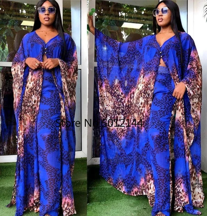 NEW Arrivals 2PCS Set Plus Size 5 Colors/Patterns Spring Summer African Clothes For Chubby Women Dashiki 2025 Fashion Long Dress Sets Pants Suits Outfits Party Dresses