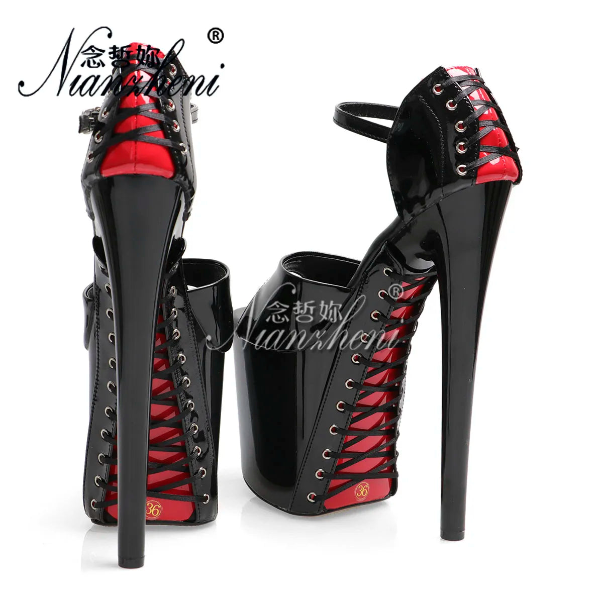 Exotic 20cm Gothic Retro Peep Toe Sandals 8Inch Strip Pole Dance Sexy Women's Shoes Crossdresser Catwalk Nightclub Plus Size