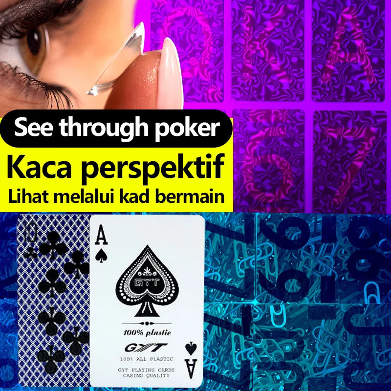 NEW Arrivals Poker Cheat Fournier-Playing Cards Marked Deck for UV Reader Texas Holden Poker Magic Board Game Invisible Marks Anti Cheating Eye Lens Glass Casino Poker Accessories