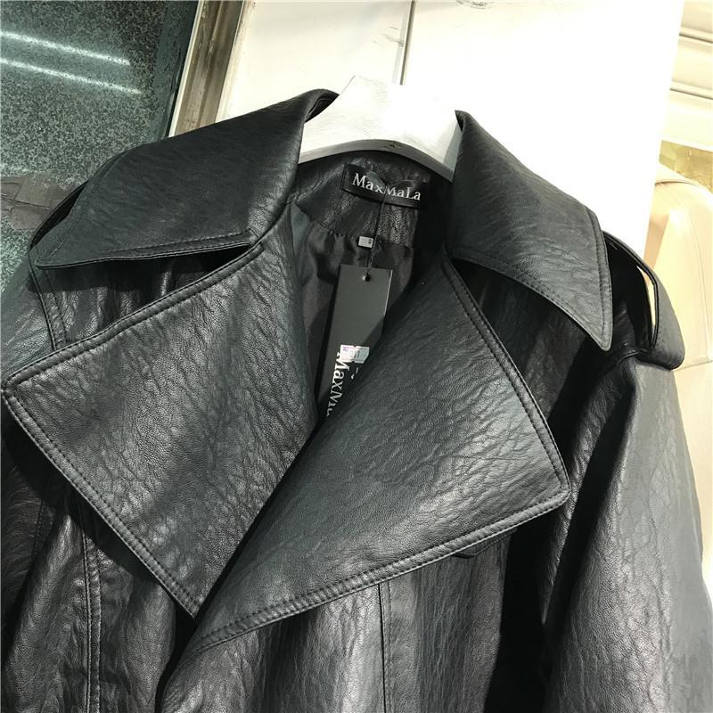 NEW Arrivals Vintage Casual Streetwear Women Leather Jacket Turn Down Collar Long Sleeve Loose Autumn Winter Coat Style Chic Tops