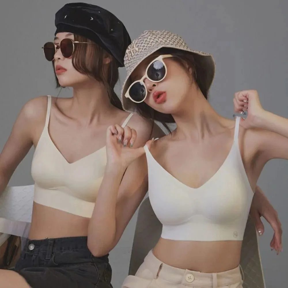 NEW Arrivals 3 Colors Sexy U-Shaped Back Lingerie Female Inner Wear Summer Thin Without Trace Backless Triangle Cup Polymerization Bra Girls Sexy Underwear Supplies