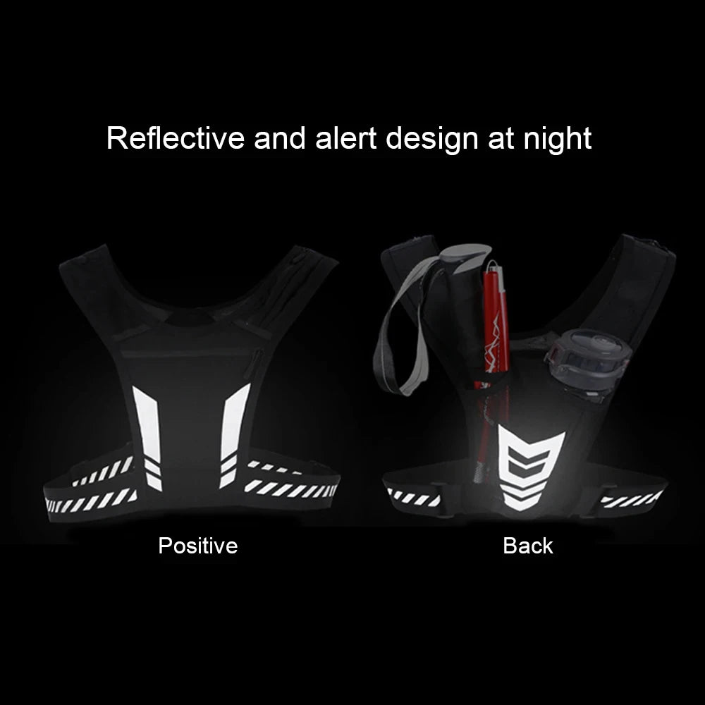 NEW Arrivals Reflective Running Vest, Backpack Mesh Breathable Hydration Pack Lightweight Elastic Women Men Large Capacity for Outdoor Bicycle Running Night Walking Sports Backpack