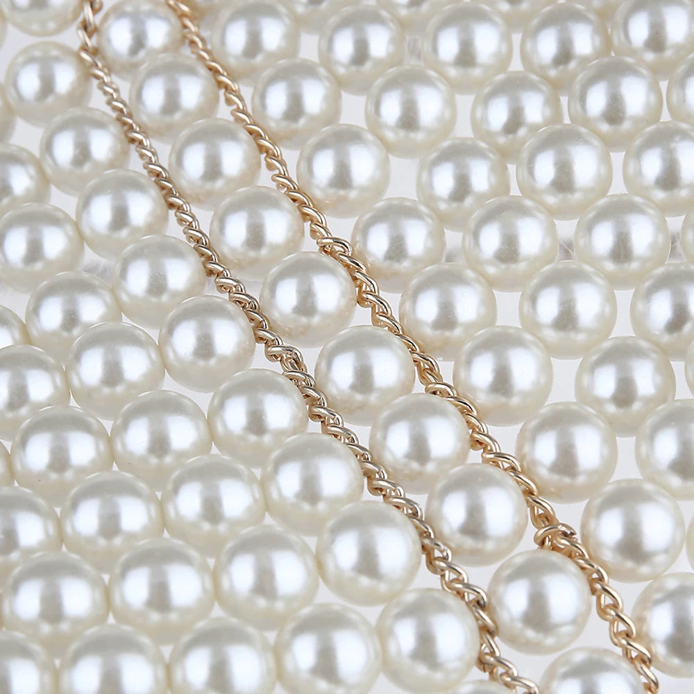 Women's Pearl Body Chains Bra Fashion Adjustable Size Shoulder Necklaces Sexy Tops Chain Wedding Dress Pearls Shawl Body Jewelry