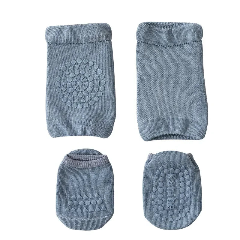 NEW 0-6Yrs Baby Knee Cotton Pads Socks Set for Girls Boys Summer Solid Color Anti Slip Socks Kid Crawling Safety Floor Sock Leg Knee Protector