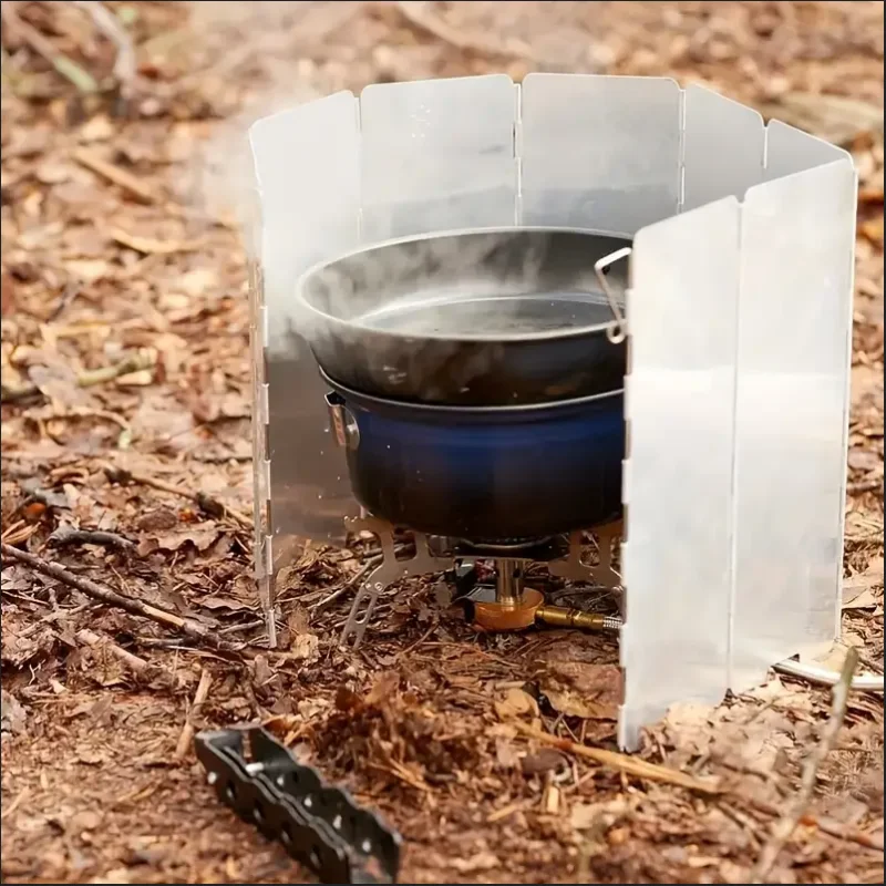 NEW Arrivals 8 Plates Aluminum Alloy Stove Windscreen, Ultralight Foldable Stove Windshield, Suitable For Outdoor Camping, Picnic Accessories