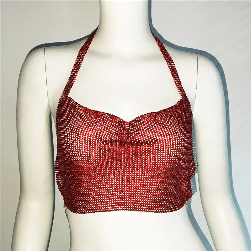 NEW Arrivals 7 Colors Sparkly Diamond Tank Top for Women, Crystal Rhinestone Spaghetti Strap, Sexy Backless, Club Crop Top, Festival Rave Party Tops