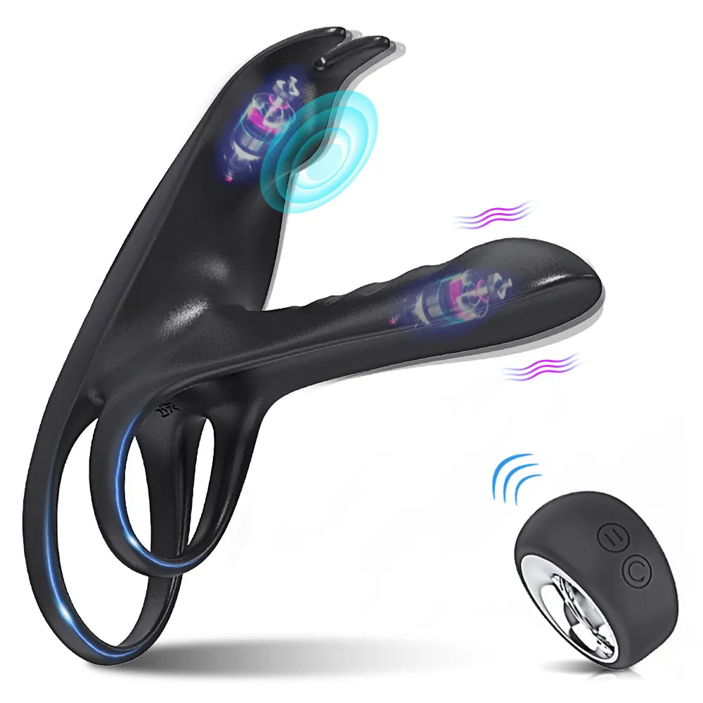 Vibrating Cockring Couple Vibrator with Dual Motor Wireless Cock Penis Ring Adult Sexy Toys For Men Delay Ejaculation Penisring