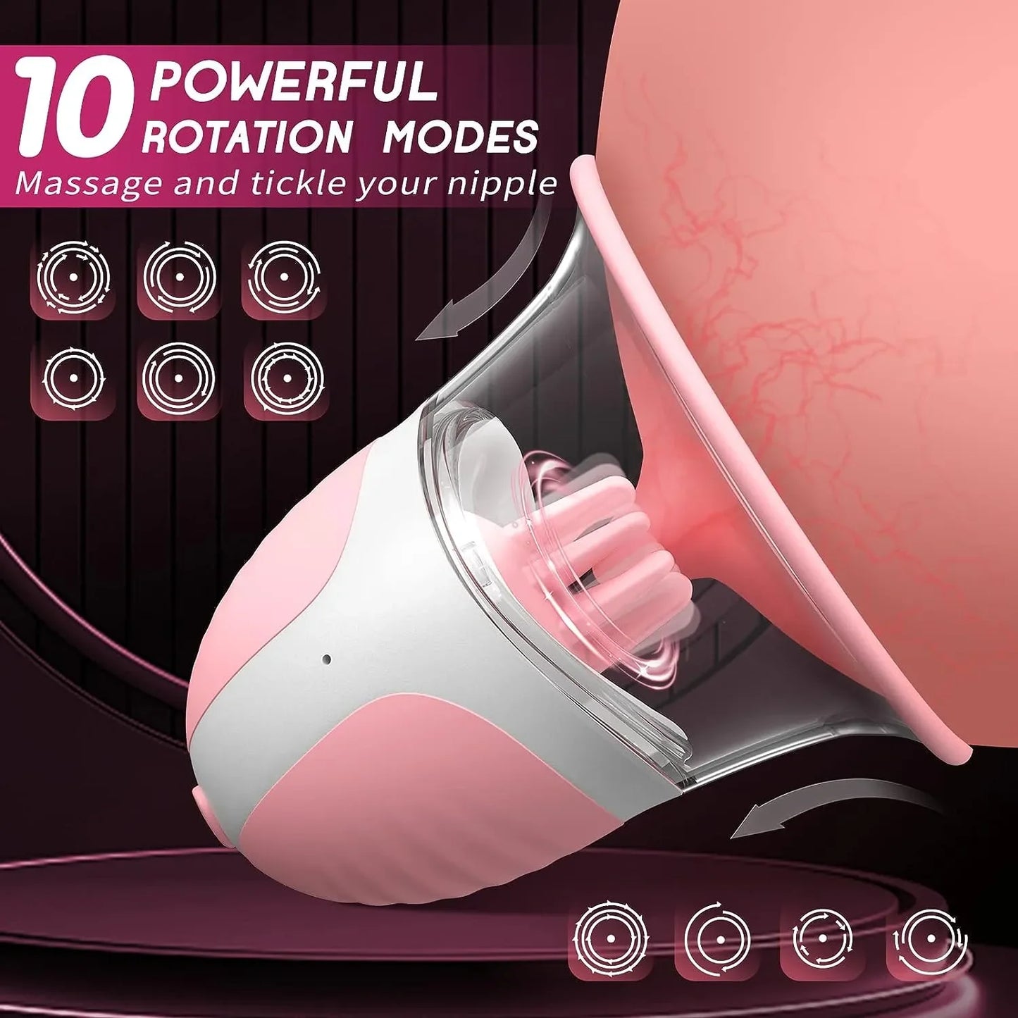 Breast Enlargement Sucking Vibrator Rotation Vacuum Pump Chest Cover Sucker for Women Nipple Stimulation Masturbator Sex Toy