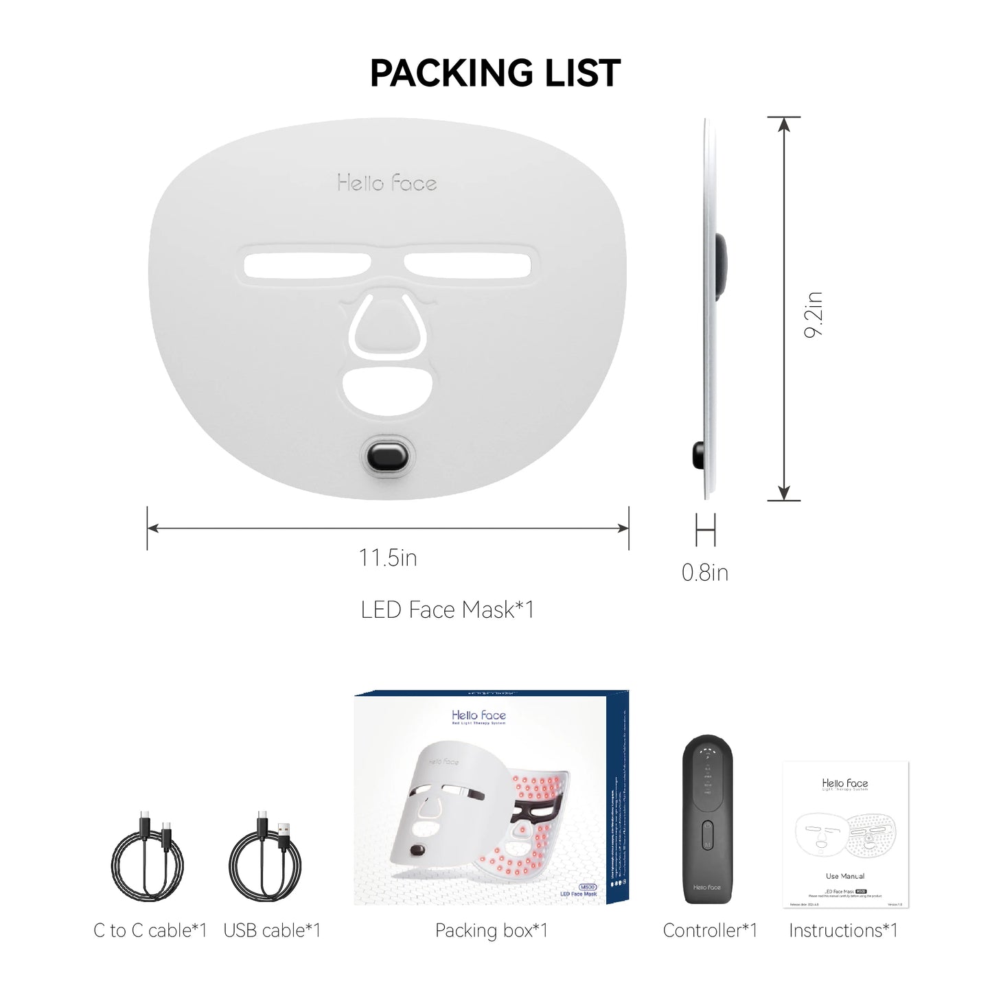 Hello New Face 510K Wireless Near-Infrared and Red Light Therapy Facial Mask For Powerful Anti-Aging Professional Ultra-light Mask 3000mAh