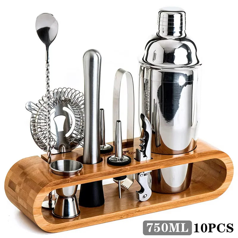 NEW Arrivals 25PCS Set 500/750ML Boston Cocktail Shaker Set Bartender Kit for Hotels Restaurant Pubs Home Bar Drink Wine Martini Mixer Cocktail Shaker Bartender Waitress Tools