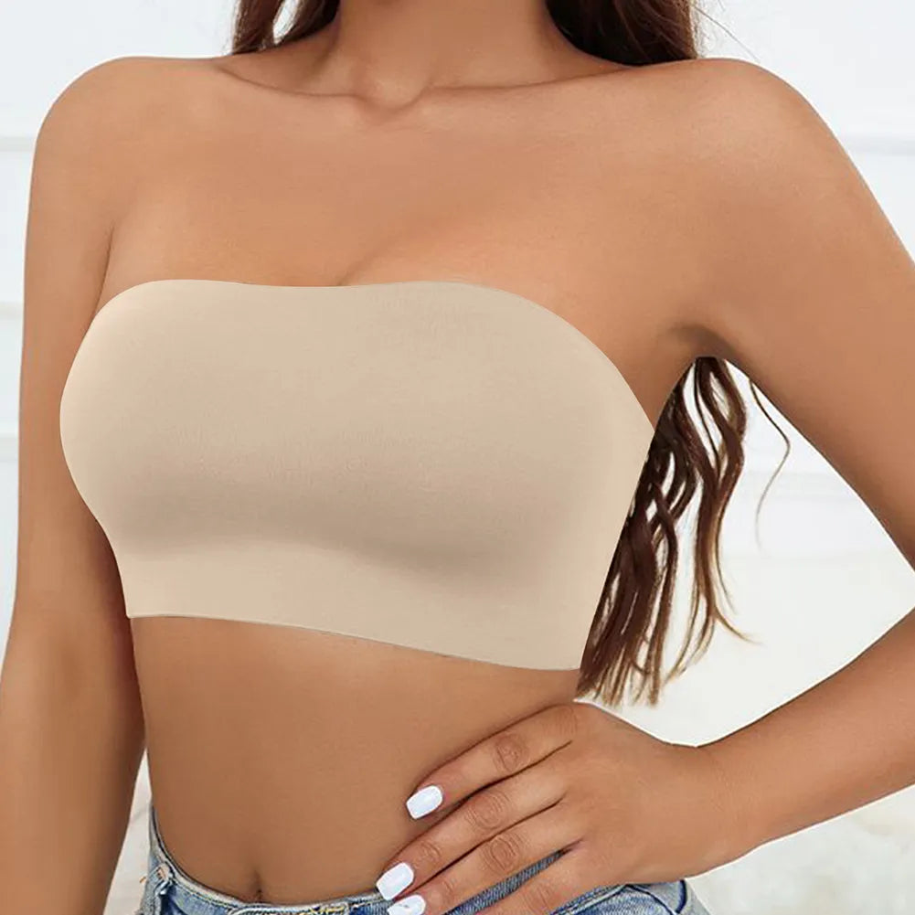 Varsbaby Women Tube Strapless Bra Chest Wrap Bandeau Seamless Breathable Comfortable Underwear Tops