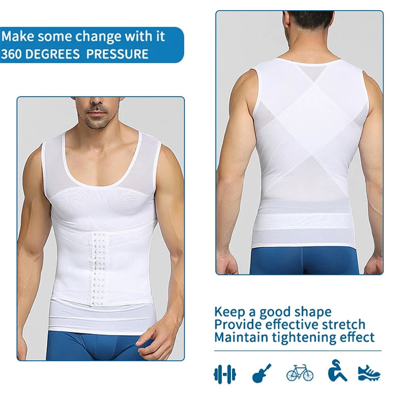 NEW Arrivals Men's Slimming Shaper Posture Vest Abdomen Reducing Gynecomastia Compression Body Modeling Shapewear Chest Tummy Shirt Corset