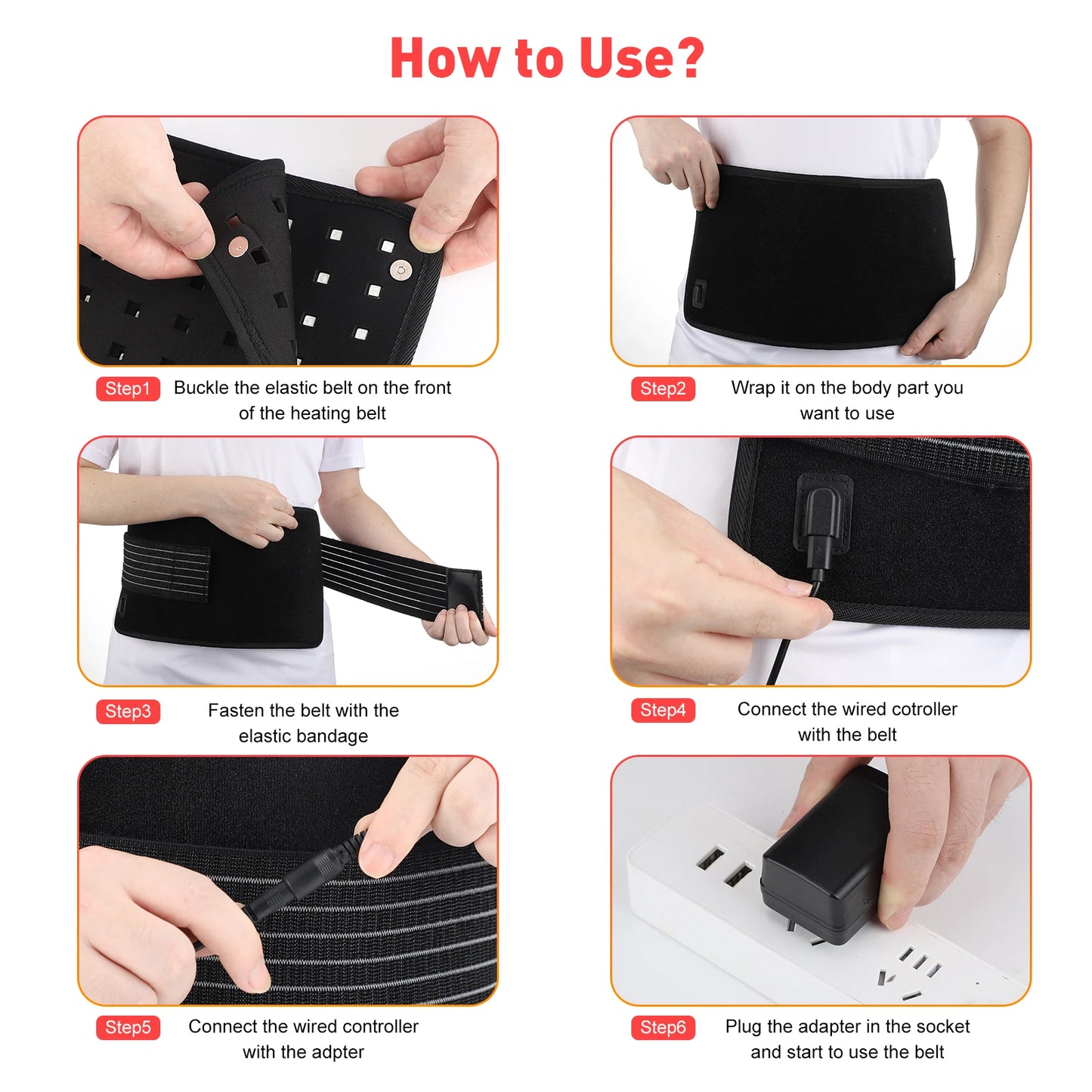Infrared Light LED Therapy Belt Waist Red Light Heating Massage Belt Pad Lumbar Back Waist Massager for Full Body Pain Relief