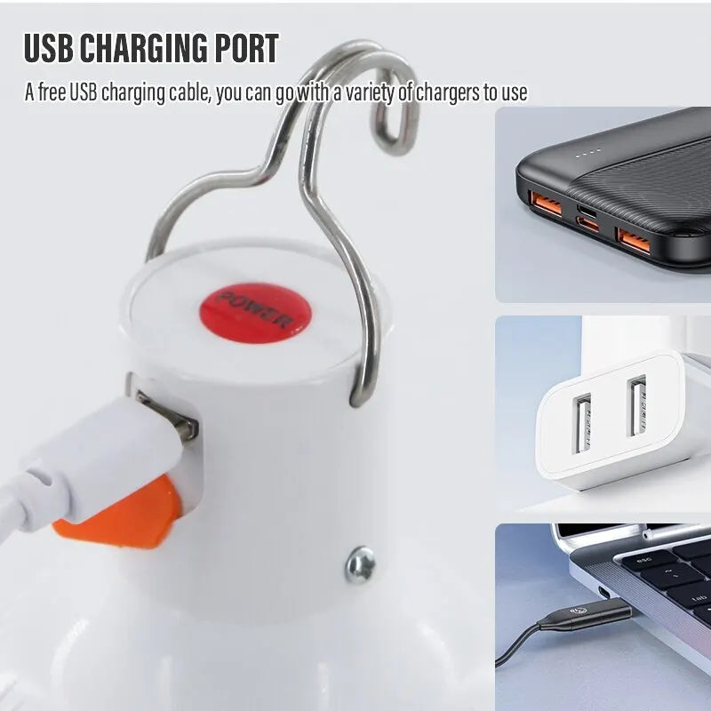 NEW Arrivals Outdoor USB Rechargeable LED Lamp Bulbs High Brightness Emergency Light Hook Up Camping Fishing Portable Lantern Night Lights
