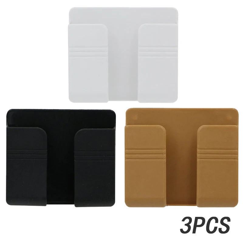 NEW 4PCS Set White/Brown Color Multifunction Punch Free Wall Mounted Storage Box Organizer TV Remote Control Mounted Mobile Phone Plug Charging Holder Bathroom Home