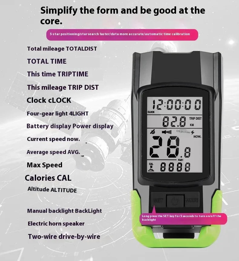 NEW GPS Wireless Code Table Speaker Light 3 in1 Five-Star Positioning 4000mAh Long Endurance High Brightness Riding Equipment Bicycle Accessories