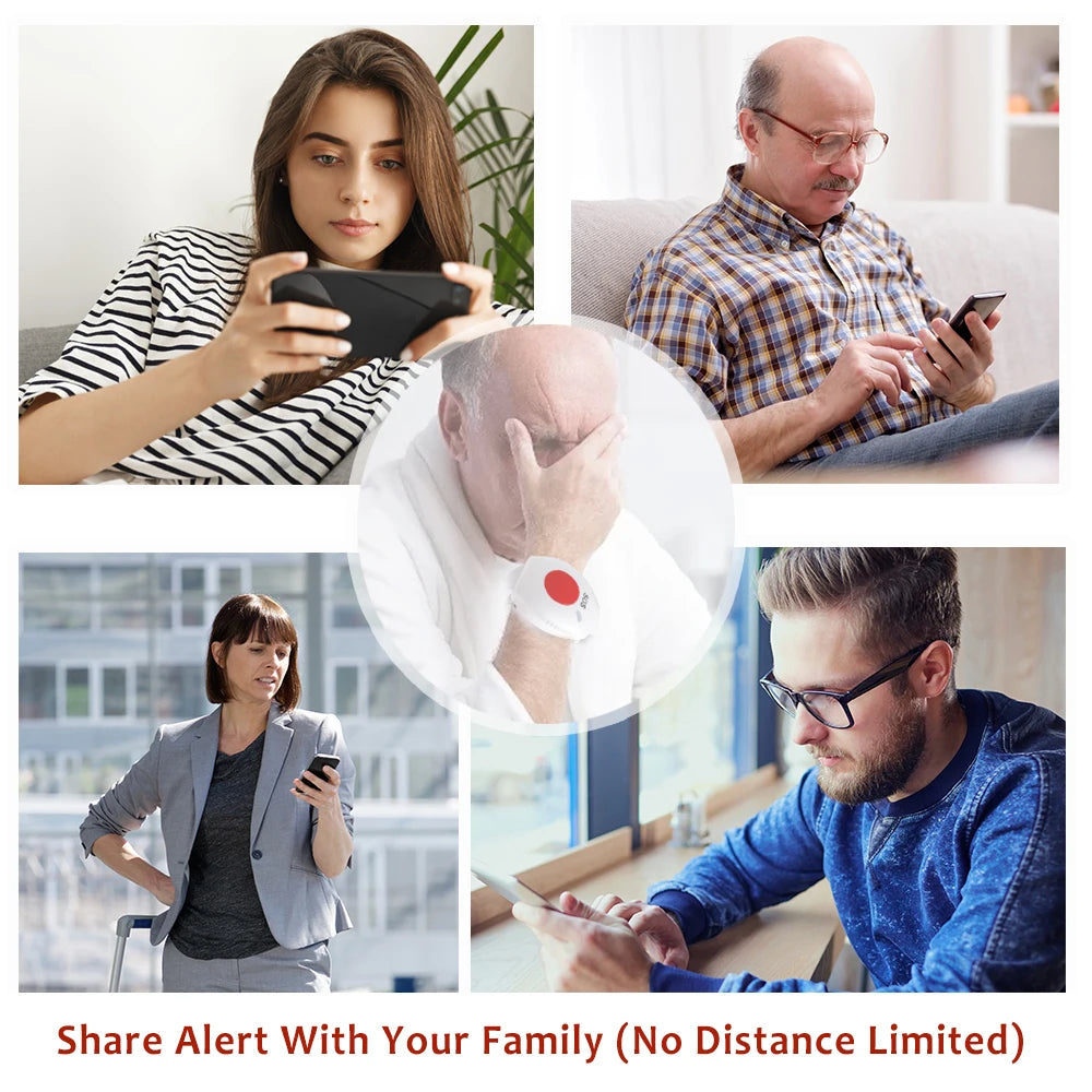 TUYA App Emergency Panic Button WIFI for Elderly Alarm SOS Bracelet Wireless Caregiver Pager Watch Call Senior Fall Alert