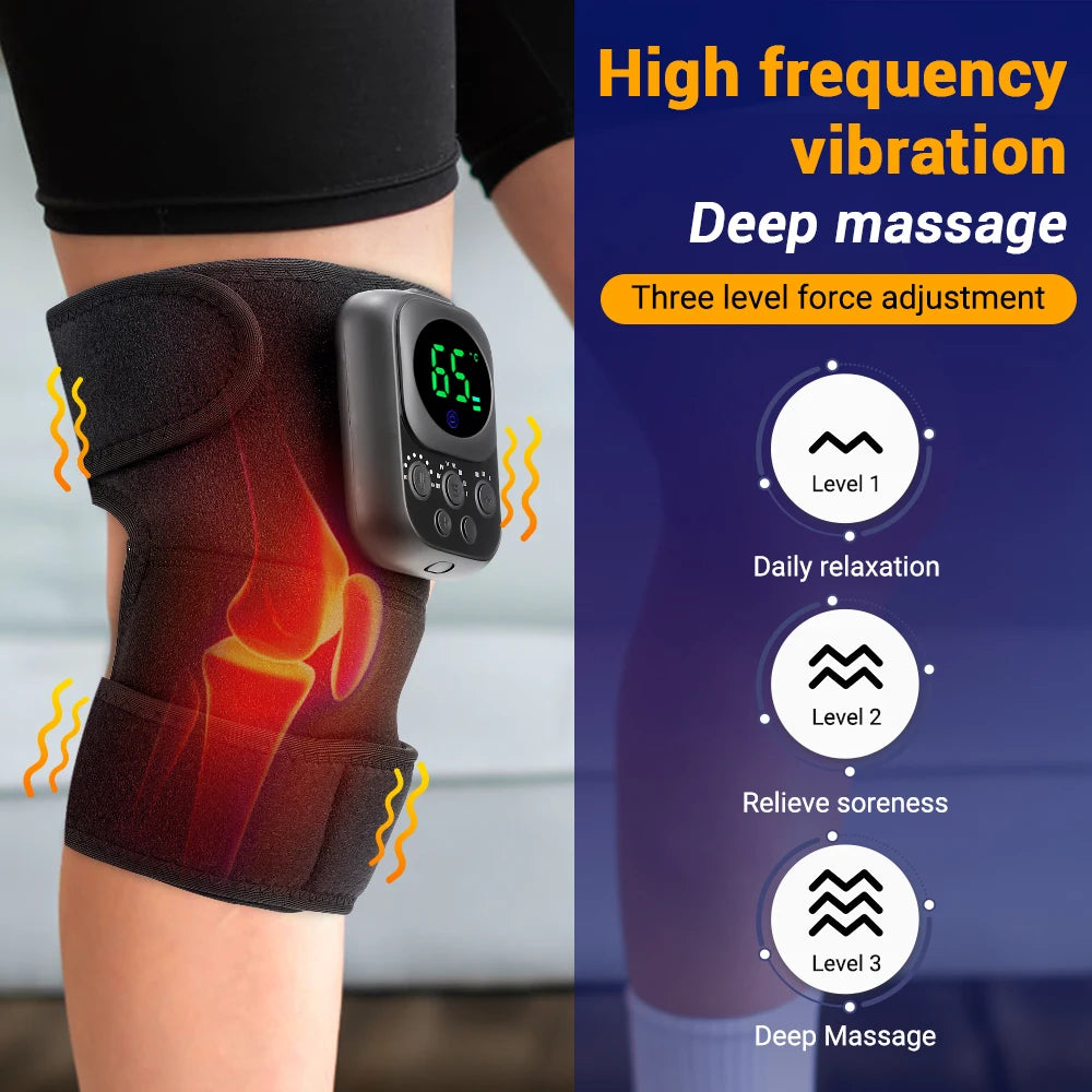 NEW Arrivals Wireless Control Heating Vibration Knee Pad Detachable Black With A Maximum Battery Life Of 10 Hours USB Rechargeable Health Care Supplies