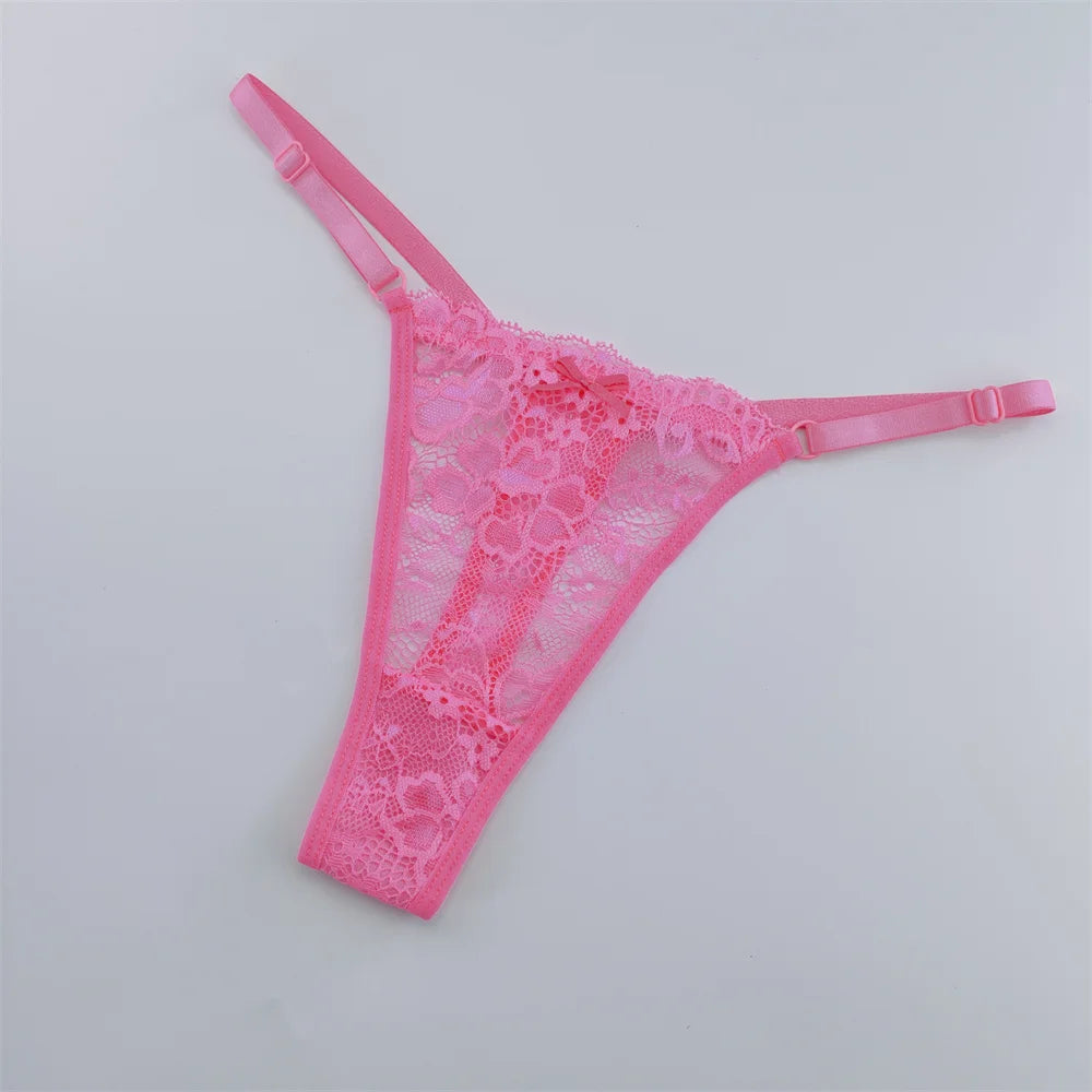 NEW Arrivals 3PCS Set Lace Thongs Women Lace Low Waist Panties Sexy Transparent Underwear Fashion Breathable G-String Ladies Intimates Lingerie
