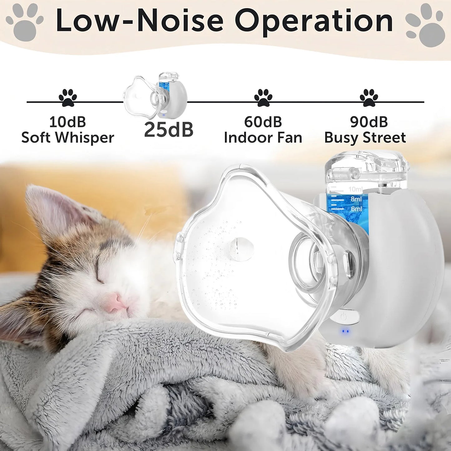 Dogs and Cats Asthma Bronchitis Pneumonia Wireless Inhaler Cool Mist for Home Use Pet Nebulizer for Cats & Dogs - Easy-to-Use Electronic Animal Nebulizer for Respiratory Relief & Pet Health