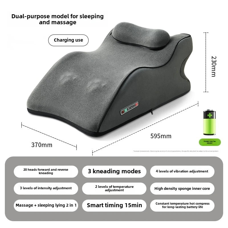 NEW Arrivals South Korean Electronic Kneading UK Plug High Frequency Vibration Relaxation Massager Lie On Bed Sleeping Pillow Multifunctional Prone Position Massage Cushion Body Care Supplies