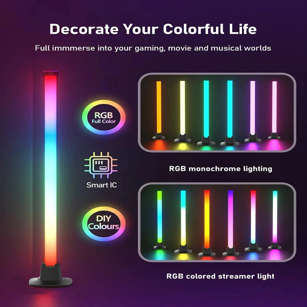 NEW Arrivals 30/55cm RGB Backlight Bar Desktop Atmosphere Light LED Music Rhythm Sensing Decoration Lamp Gaming Bedroom Festival Night Light