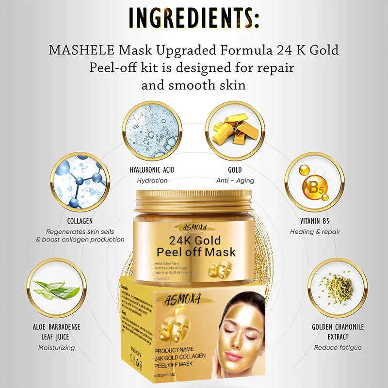 NEW Arrivals Korean 24K Gold Peel-Off Mask to Remove Blackheads and Acne and Cleanse Facial Masks Moisturizing Firming Brightening Korean Skin Care Products