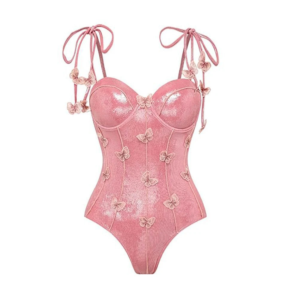 New Arrivals 1PC/2PCS Set Luxury Glossy Women Swimsuit and Skirt for Ladies One Shoulder 3D Flower Swimwear Female Shiny Monokini Beach Bathing Suit