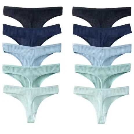 NEW Arrivals 10PCS/Set Sexy Women's Underwear G-Strings Cotton Striped Sports Panties Thongs Lingerie Comfortable Soft Ladies Underwear Sets