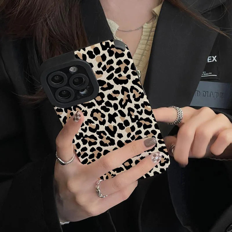 Leopard Cow Silicone Leather Case For iPhone 15 14 13 Pro Max 11 12 Mini SE 7 8 Plus X XR XS Soft Shockproof Cover