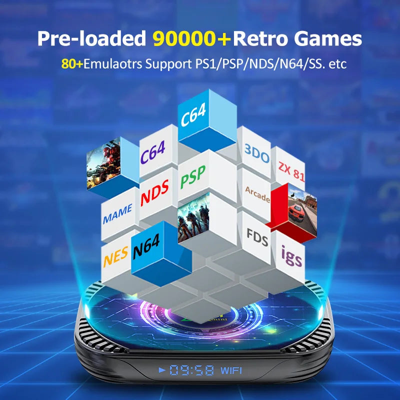X4 Mini Classic Retro Super Console S905X4 Android Bluetooth 11 EE4.6 System with 58-000 75.000 90000+ Game 80+Emulators 4K/8K HD TV Box Computer Gaming Console Set Electronics Supplies