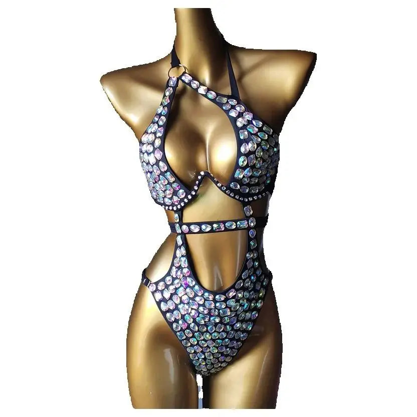 BRAND NEW UK Size Newest Fashion Luxury Swimsuit Diamond Crystal Bar Bikini Swimsuit Handmade Bikini Women Sexy Swimsuit Ladies Bathing Swimming Pool Beach Luxury Swimwear