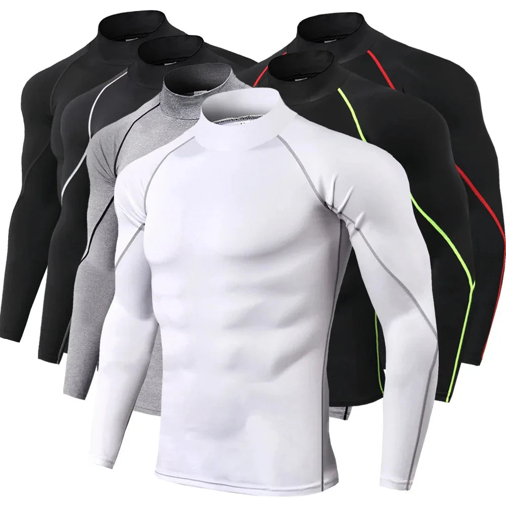 NEW Arrivals S-4XL Plus Size Men Sport T-Shirt Quick Dry Bodybuilding Running Cycling Shirt Long Sleeve Compression Top Gym T-Shirt Men Fitness Tight Blouse Sports Apparel Supplies