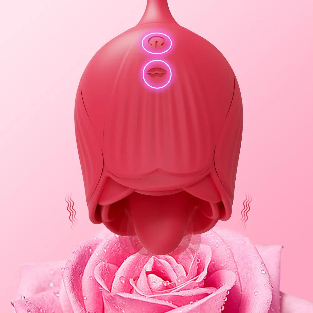 Rose Toy Dildo Thrusting Vibrator for Women Egg Clitoris Sucker Stimulator Tongue Licking Adults Goods Sucking Sex Toys Female
