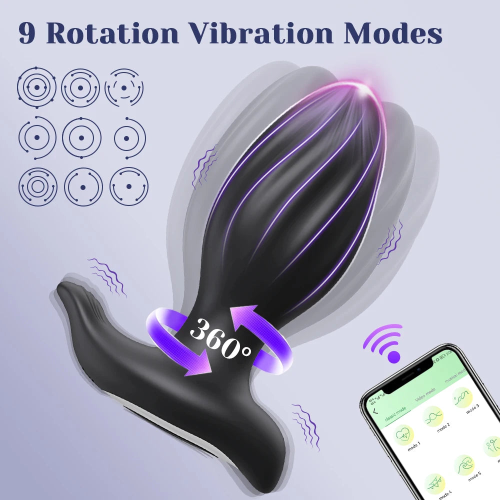 360° Rotation Wireless Control Anal Vibrator APP Bluetooth Butt Plug Men Prostate Massager Women Ass Anal Adult Sex Toys Couples