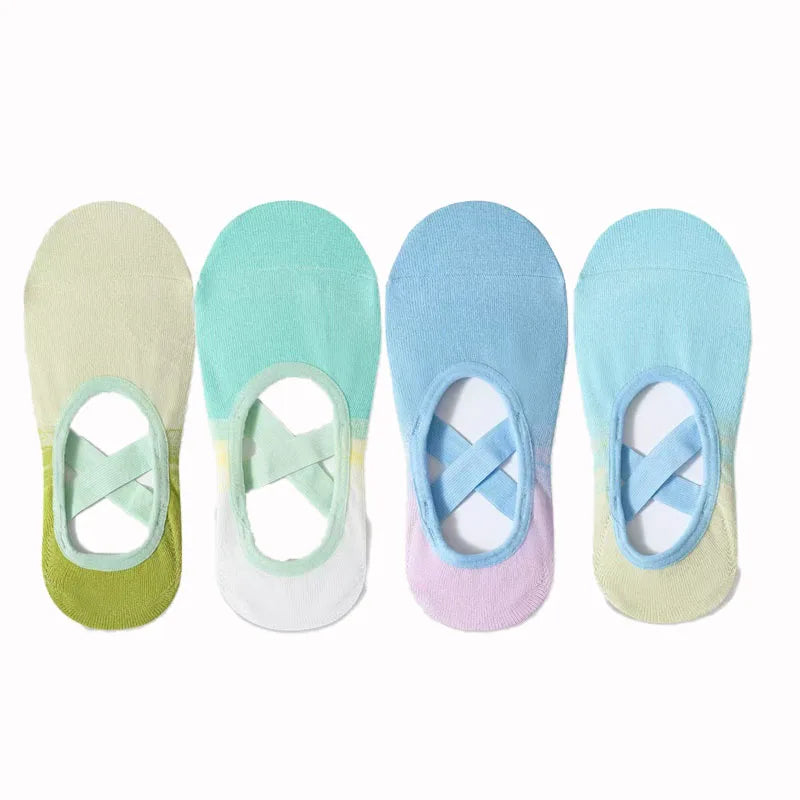 NEW Arrivals 4 Pairs Women Fitness Dancing Yoga Professional Non-Slip Silicone Non-Slip Silicone Socks Gym Home Fitness Footwear Breathable Soft Yoga Socks Ladies Sports Apparel Accessories
