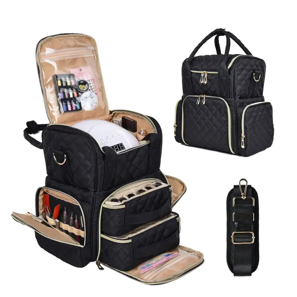 NEW Large Capacity 48 Bottle Nail Polish Organizer Bag Women Nail Art Storage Case Holds Bags Cosmetic Handbag Organizer Travel Carrying Nail Polish Cases Ladies Cosmetics Accessories Products